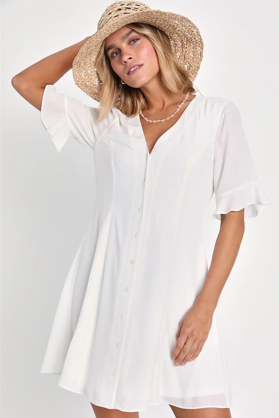 Castana White Button-Up Dress | Lulus