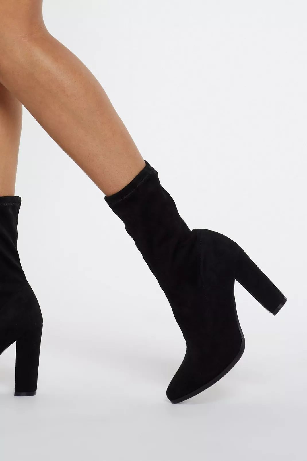 Fitted Faux Suede Sock Boots | Nasty Gal (US)