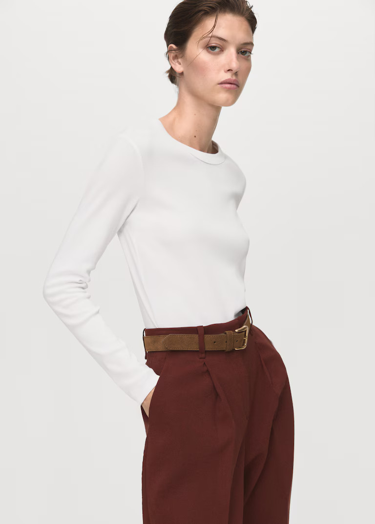 Long sleeve cotton t-shirt | MANGO (UK)