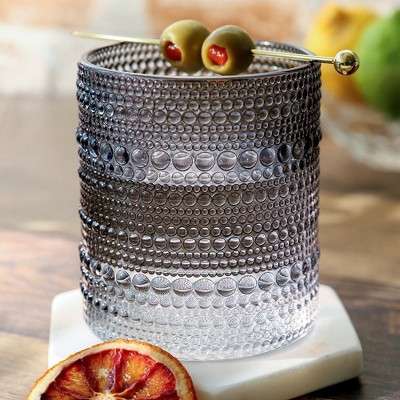 Kate Aspen 10 oz. Textured Beaded Smoke Grey Drinking Glasses (Set of 6) | 27204SG | Target