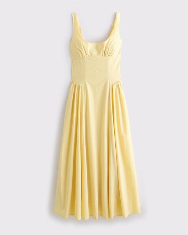 Dipped-Waist Scoopneck Midi Dress | Abercrombie & Fitch (US)