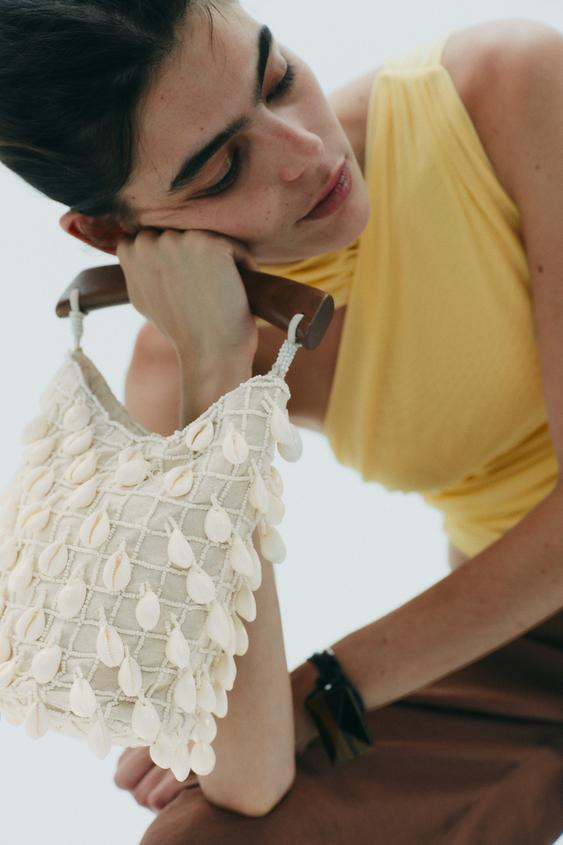 BEADED FABRIC BUCKET BAG | Zara US