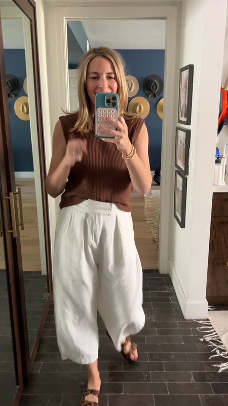 We must discuss these white, cropped pleated trousers. Live them so much for summer! Linking top also. Both tts. Laura in a small. 

#LTKstyletip #LTKVideo #LTKover40