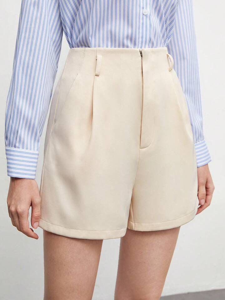SHEIN BIZwear Shorts mit Falten, Einfarbig Arbeitskleidung | SHEIN
