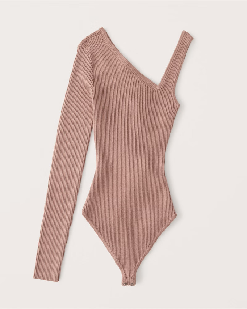 Asymmetrical Elevated Knit Bodysuit | Abercrombie & Fitch (US)