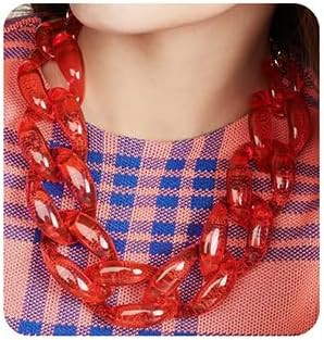 Wiwpar Acrylic Choker Necklace Statement Chunky Fashion Acrylic Necklace Colorful for Women (Red) | Amazon (US)