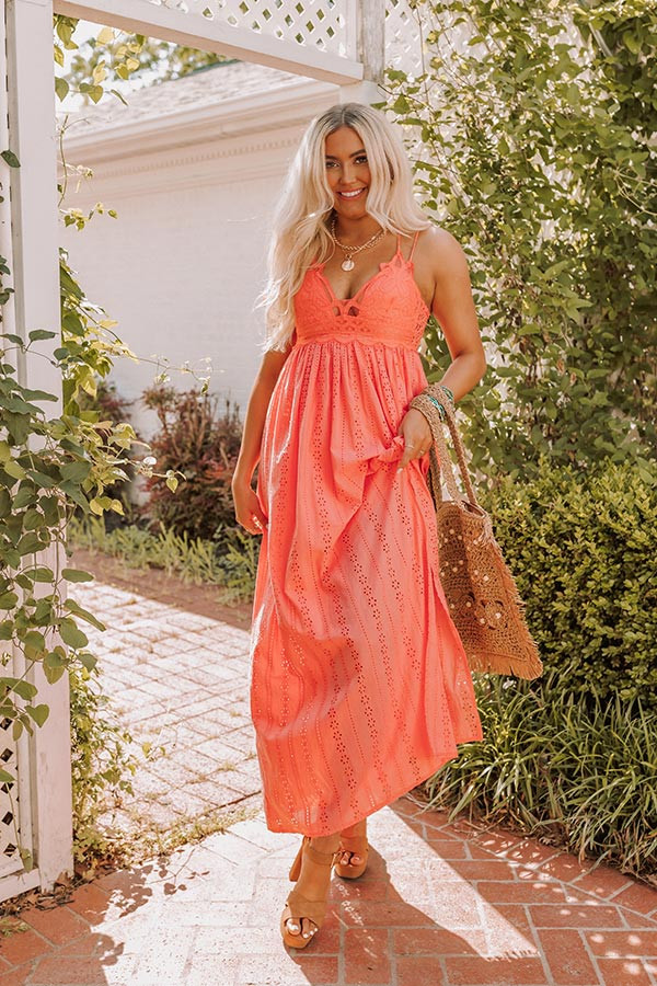 Sweetest Dream Eyelet Maxi In Coral | Impressions Online Boutique