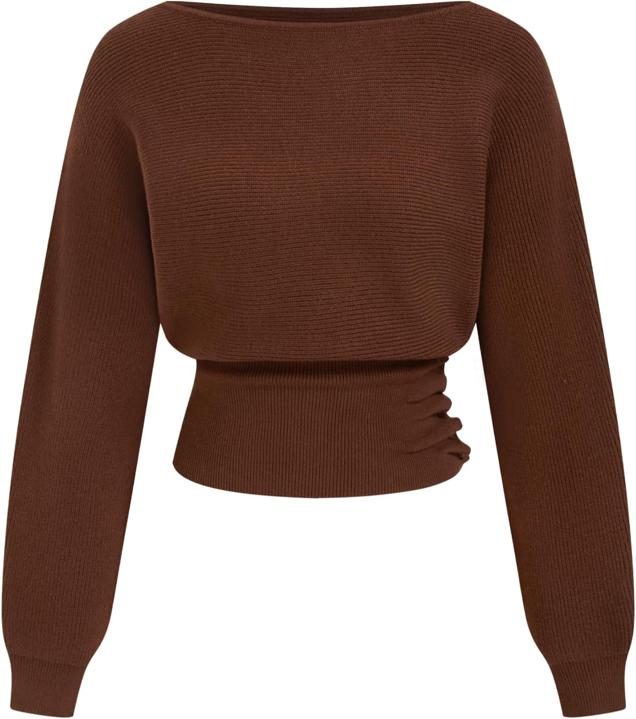 CIDER Boat Neck Cropped Sweaters for Women Fall Off the Shoulder Sweater | Amazon (US)