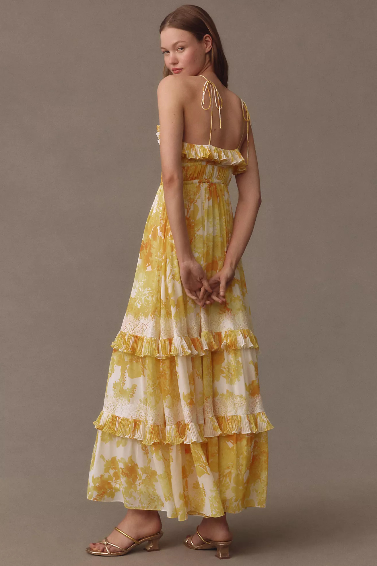 BHLDN Ava Chiffon High-Neck Ruffled Maxi Dress | Anthropologie (US)