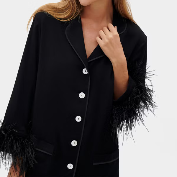 Sleeper Women's Party Pajama Set with Double Feathers - Black | Coggles (Global)