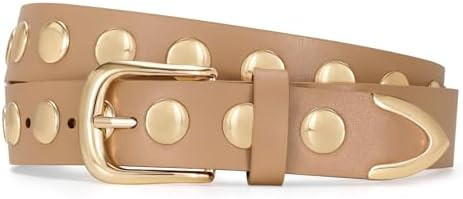 JASGOOD Women Fashion Leather Belt Punk Studded Belt for Jeans Pants Dresses | Amazon (US)