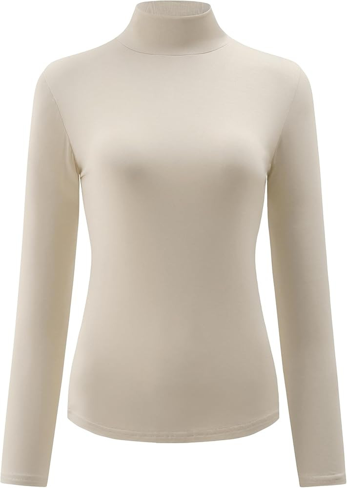 Kindcall Womens Slim Fitted Mock Turtleneck Tops Long Sleeve Lightweight Base Layer Shirts | Amazon (US)