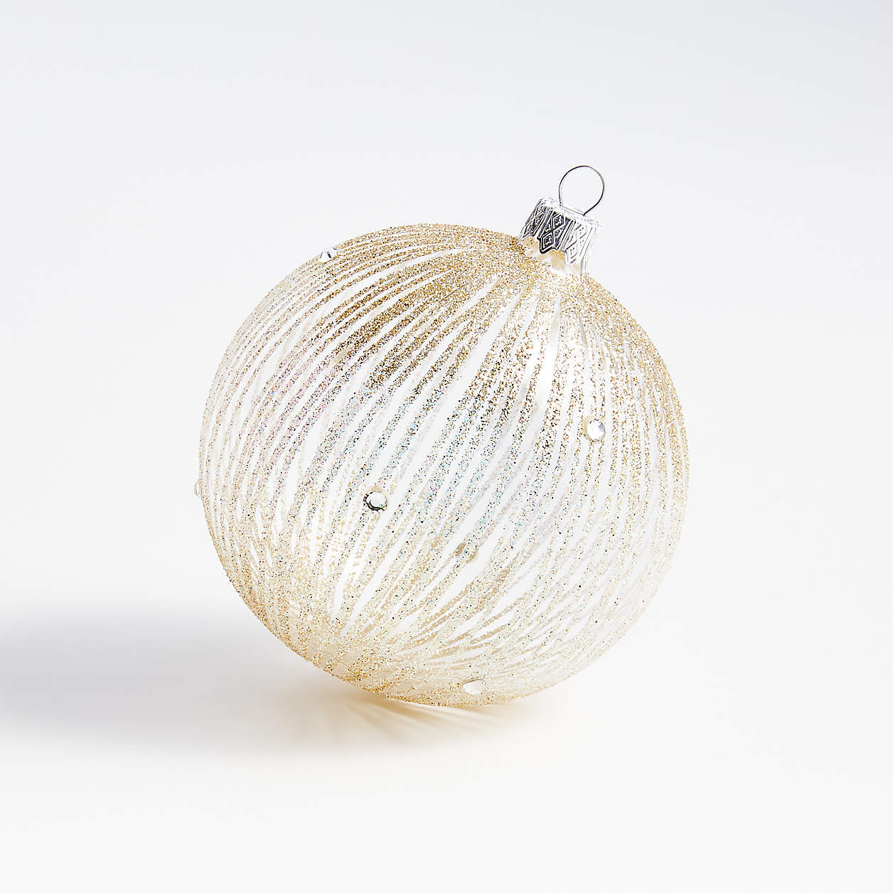 European Large Gold Glittered Glass Ball Christmas Tree Ornament, Set of 4 + Reviews | Crate & Ba... | Crate & Barrel