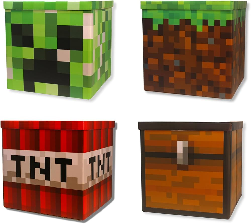 Large 14 x 14 Pixelated Box - 4 Pack | Birthday Party Supplies | Storage Decoration and Prop, Big... | Amazon (US)