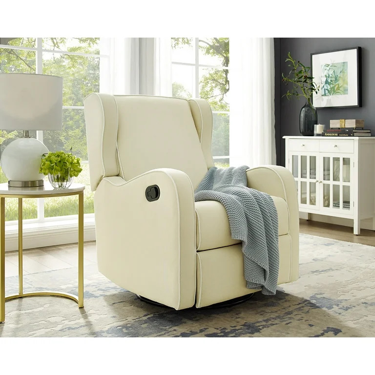 Angel Line Rebecca Upholstered Swivel Gliding Recliner, Beige | Walmart (US)