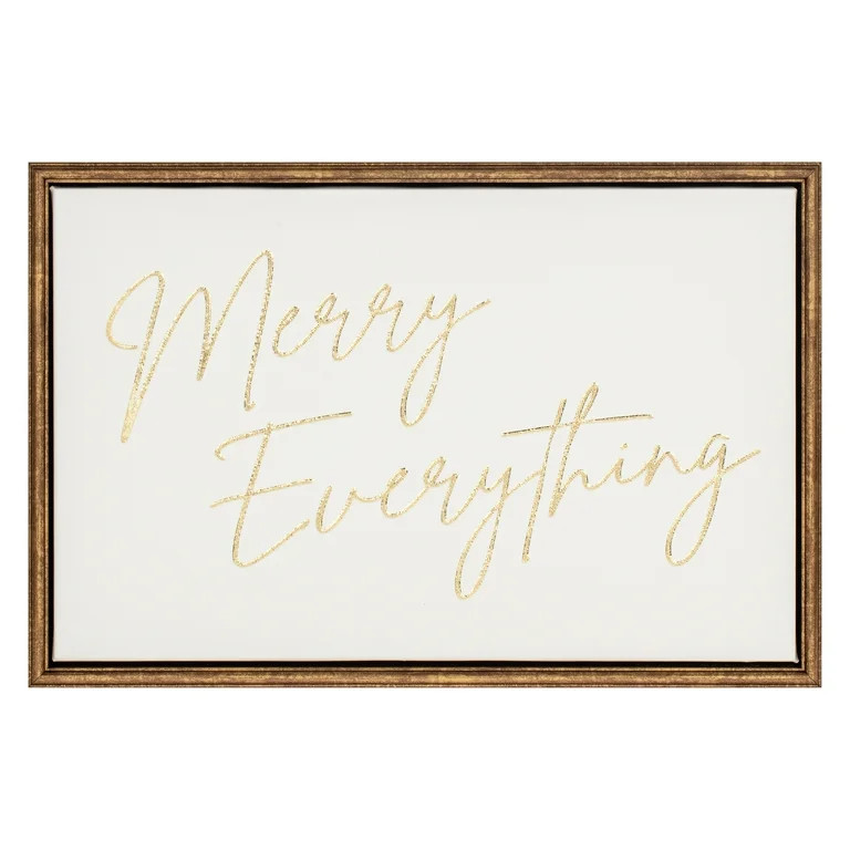 Merry Everything Framed 3-D Foam Foil Emb Canvas Print | Walmart (US)