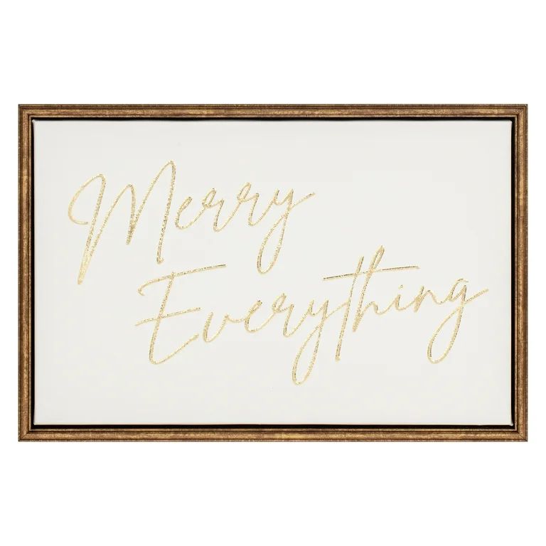 Merry Everything Framed 3-D Foam Foil Emb Canvas Print - Walmart.com | Walmart (US)