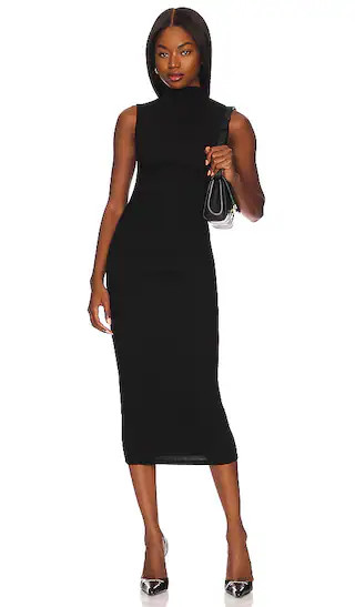 Enza Costa Silk Knit Sleeveless Twist Midi Dress in Black. - size XL | Revolve Clothing (Global)