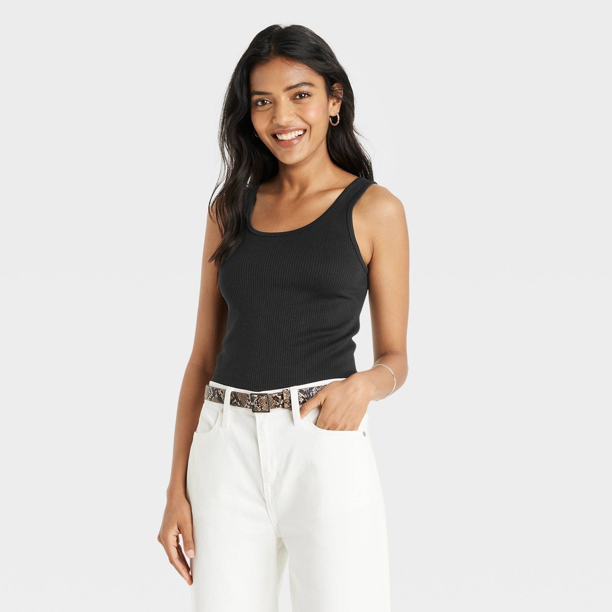 Women's Seamless Slim Fit Tank Top - A New Day™ Black L | Target