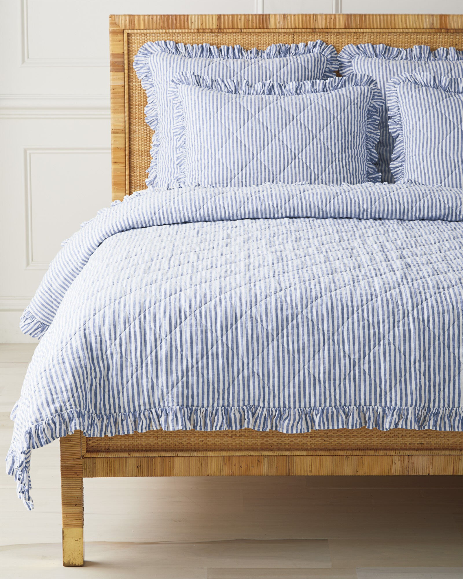 Nantucket Stripe Linen  Quilt | Serena and Lily