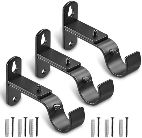 Adjustable Curtain Rod Brackets, Metal Window Drapery Rod Hanger Holders Hooks for 1 inch Rods (B... | Amazon (US)