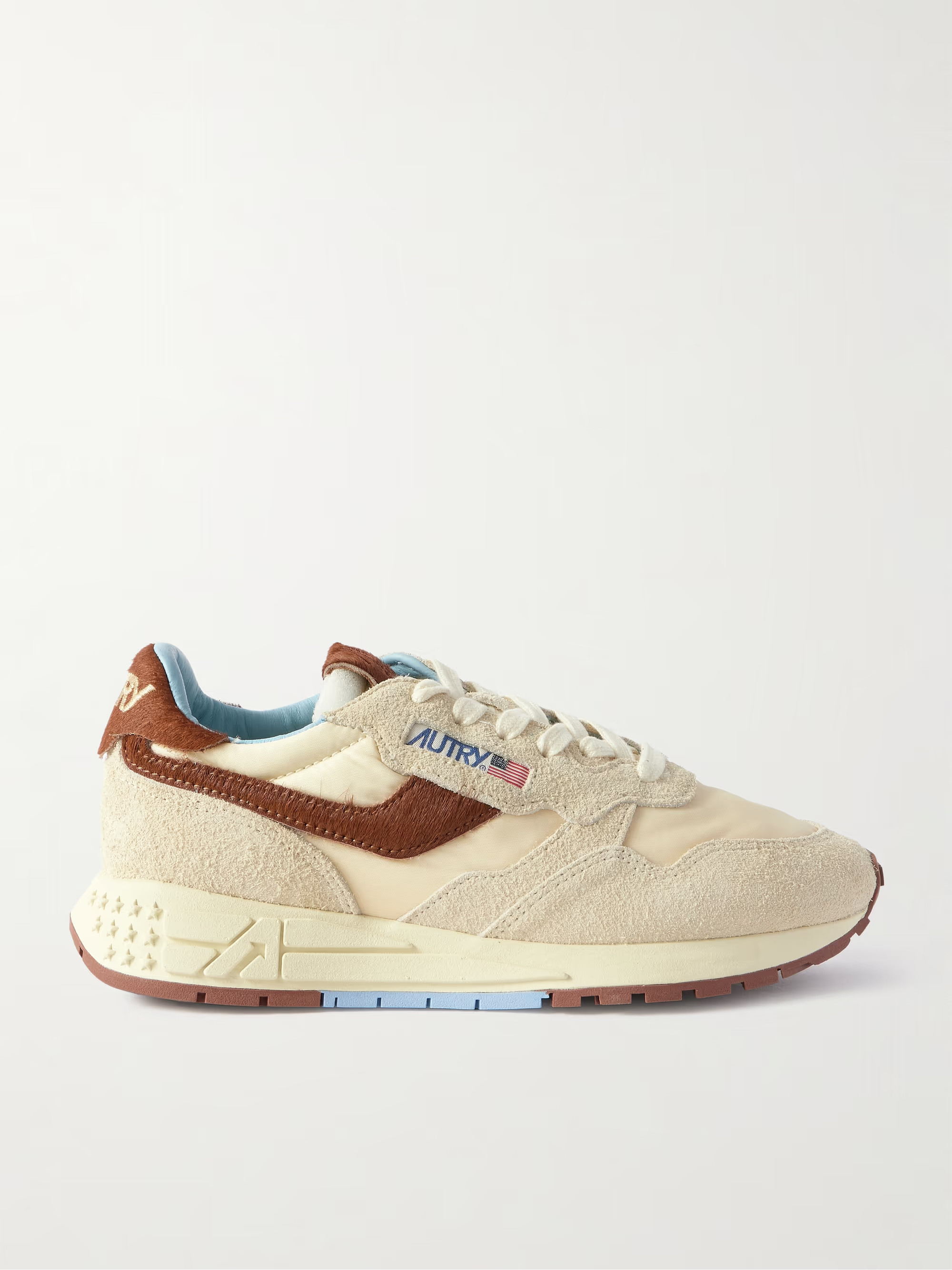 Reelwind Low calf hair-trimmed suede and shell sneakers | NET-A-PORTER APAC