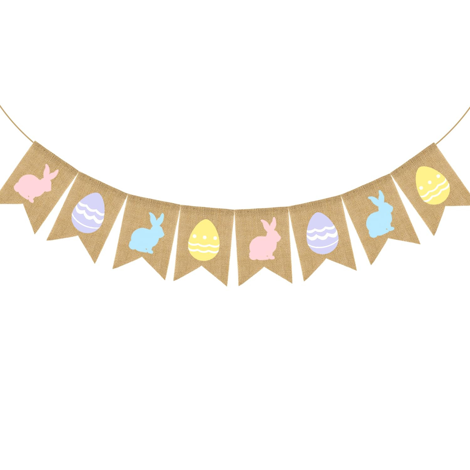 Doumeny Easter Burlap Banner Rabbit Egg Garland Banner Colorful Easter Bunny Hanging Garland Happ... | Amazon (US)