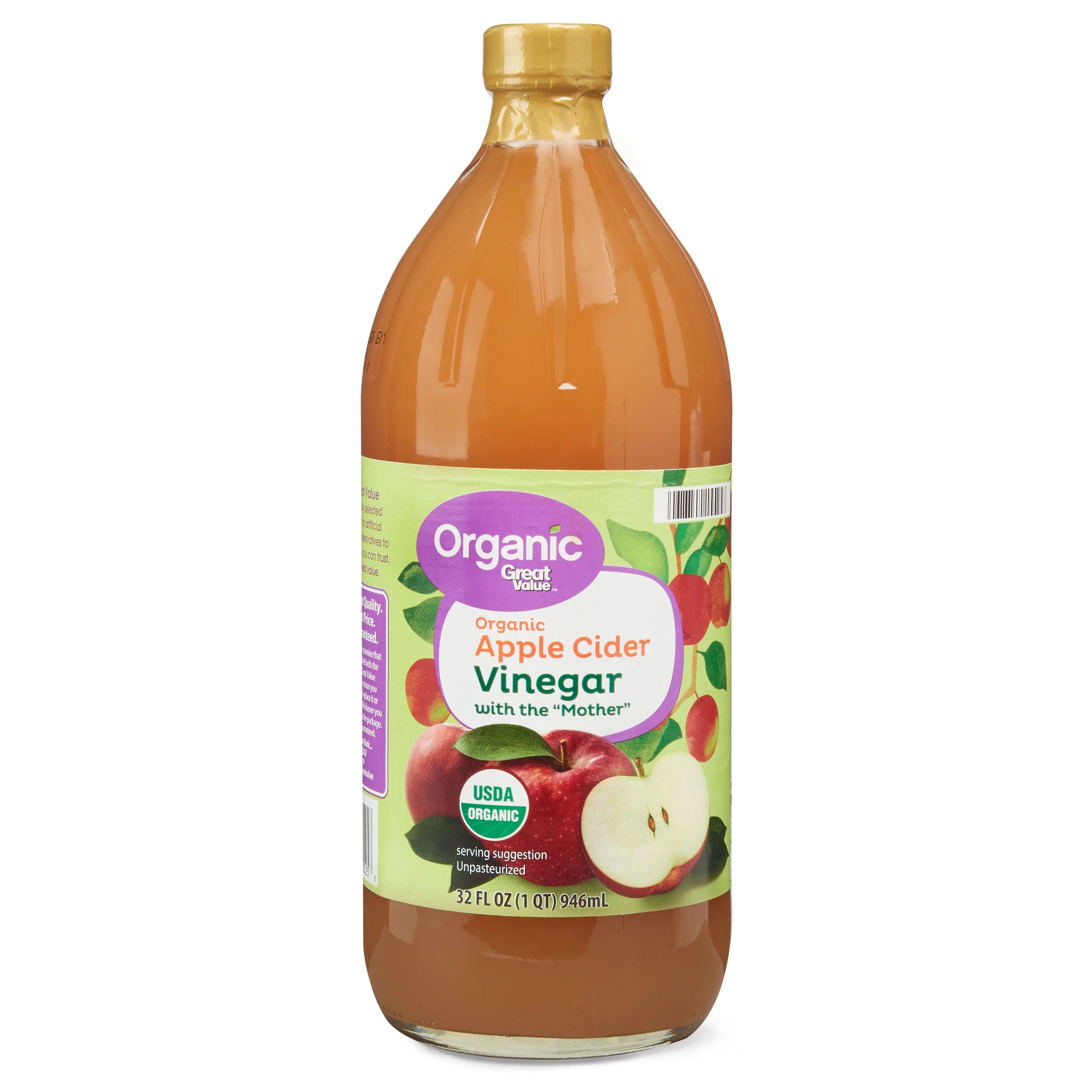 Great Value Organic Raw Unfiltered Apple Cider Vinegar, 32 fl oz | Walmart (US)