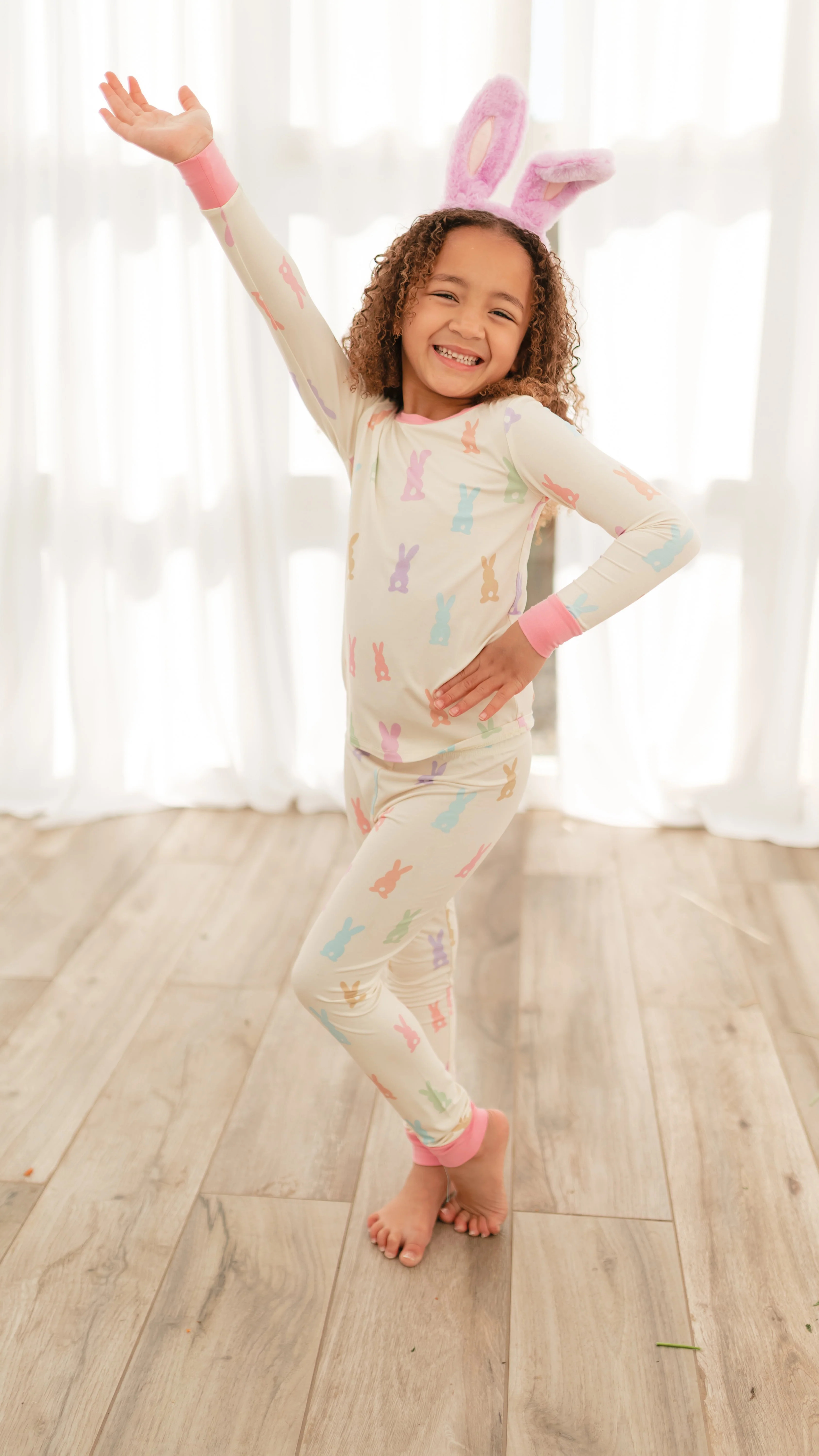 Youth Pajama Set in Honey Bunny | Silks Design