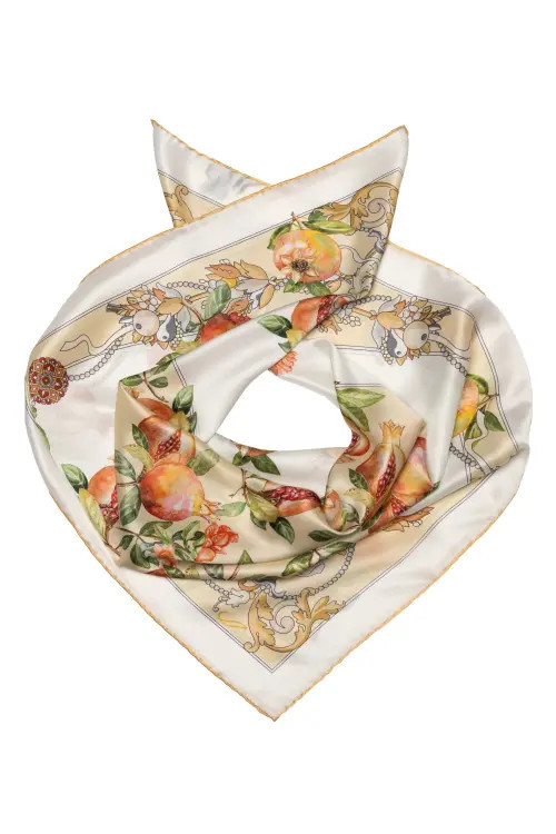 Elizabetta Melograno - Hand Rolled Silk Foulard for Women in White Gold at Nordstrom | Nordstrom