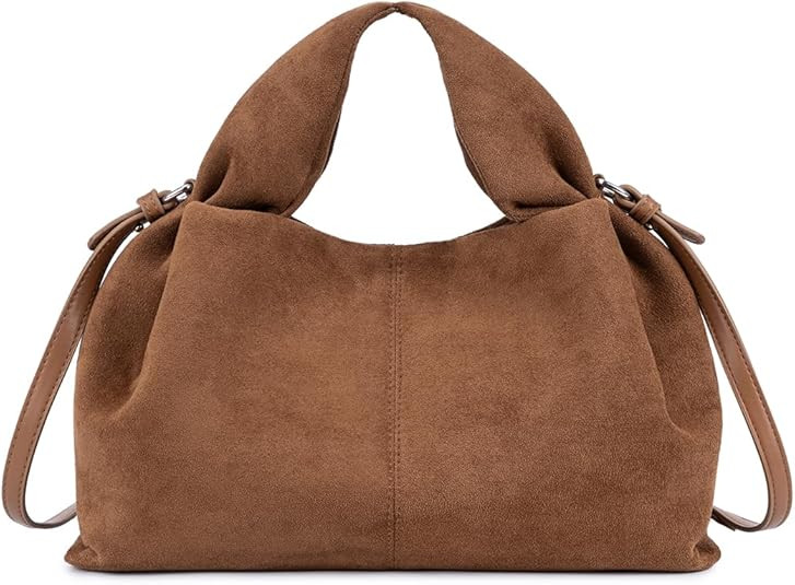Women’s Suede Hobo Bag, Vintage Half-Moon Shoulder Handbag, Soft Faux Suede Purse Elegant Tote ... | Amazon (US)