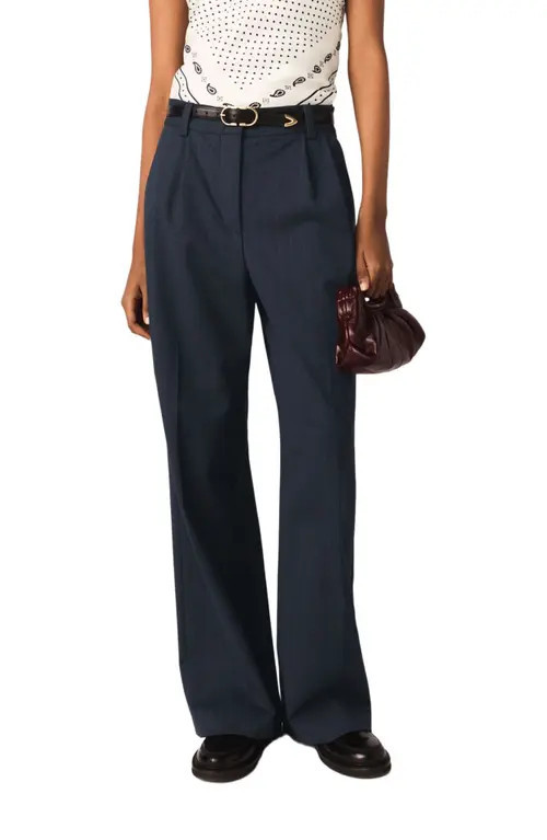 maje Striped suit trousers in Navy at Nordstrom, Size 36 Eu | Nordstrom