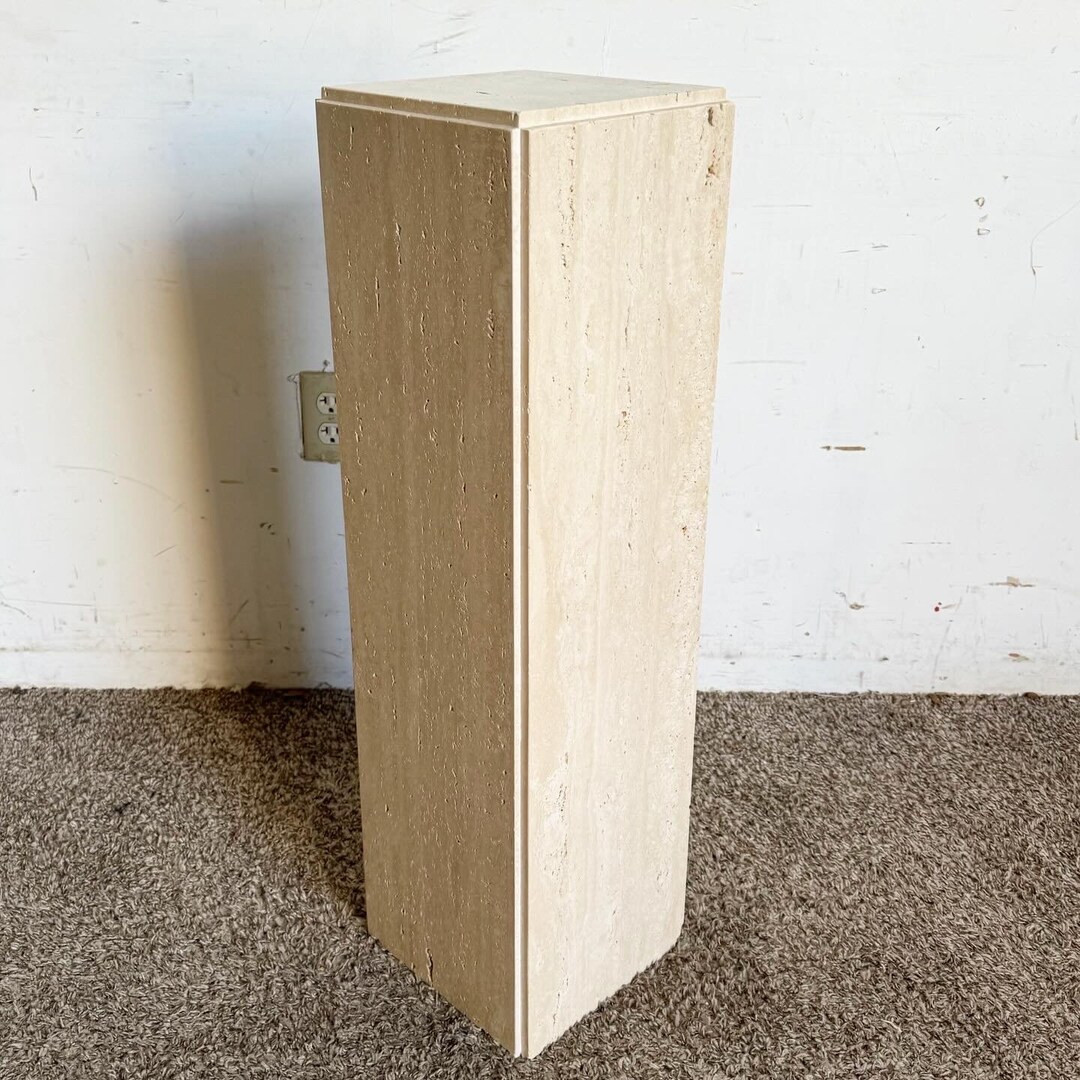 Italian Polished Travertine Rectangular Prism Pedestal - Etsy | Etsy (US)