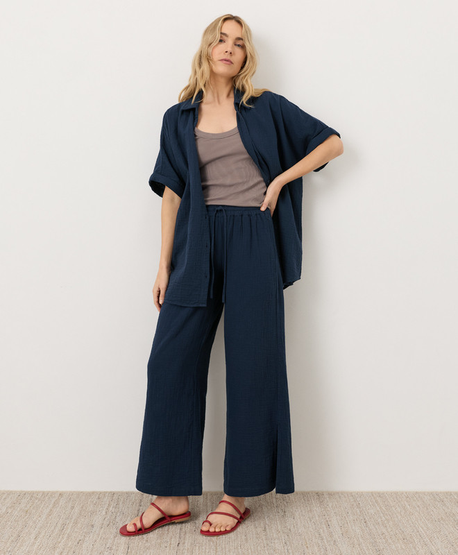 Organic Coastal Double Gauze Split Hem Pant | Pact Apparel