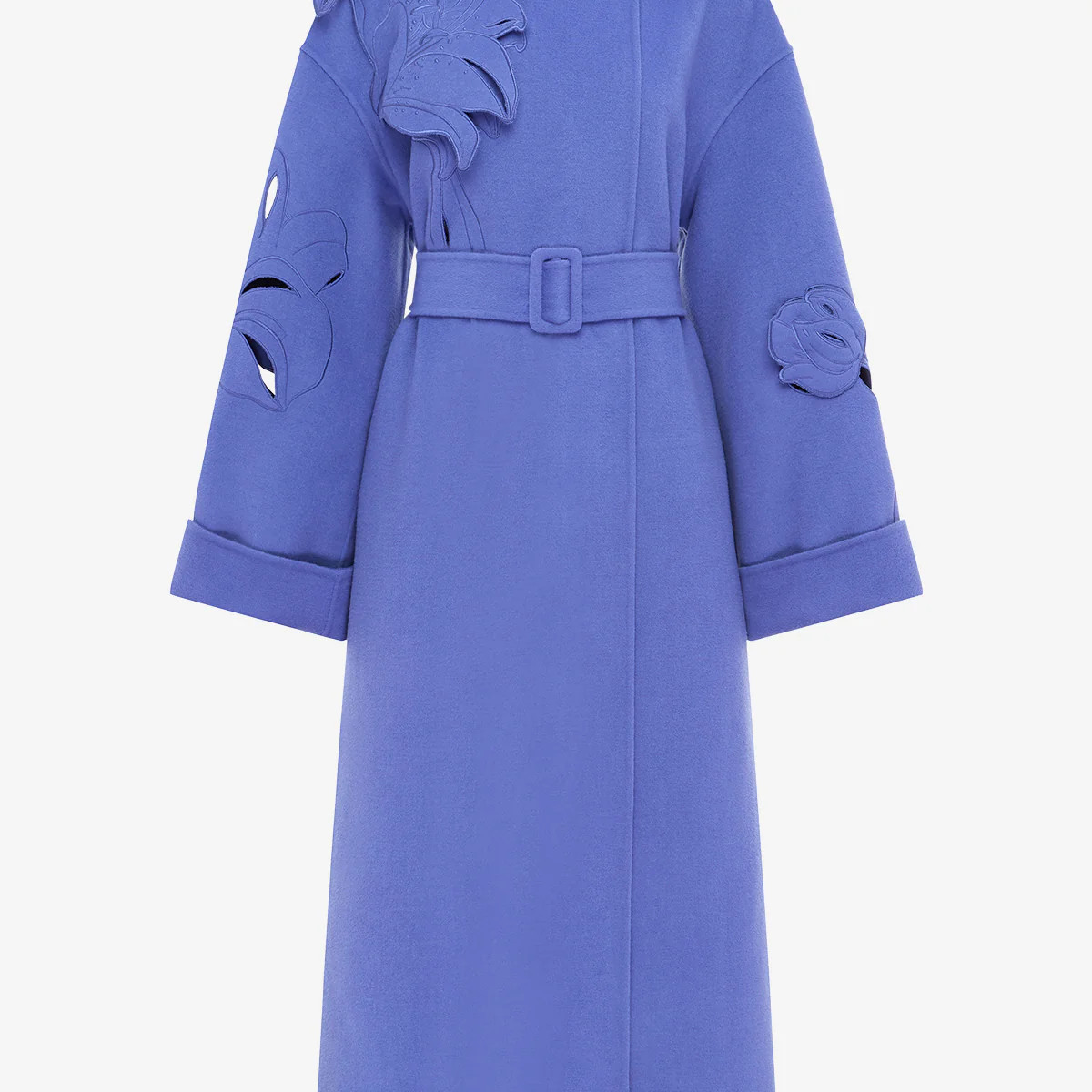 Celestine Appliqué Wool Coat - Moonlight | LEO LIN US