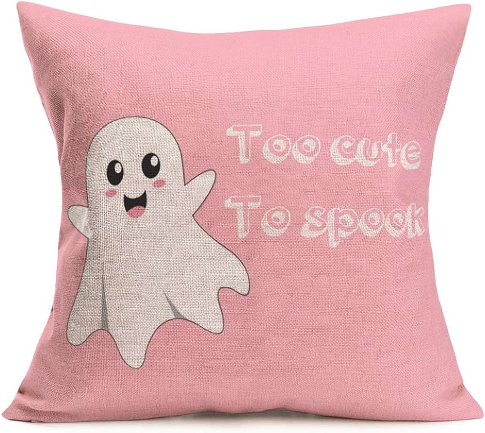 Smilyard Lovely Ghost Halloween Party Throw Pillow Covers Pink Background Decorative Home Pillows... | Amazon (US)