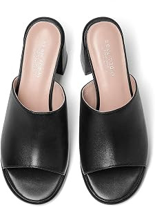 BEAU TODAY Women's Block Heel Mule Sandals,Slip On Comfortable Heeled Sandals,Open Toe Casual Com... | Amazon (US)