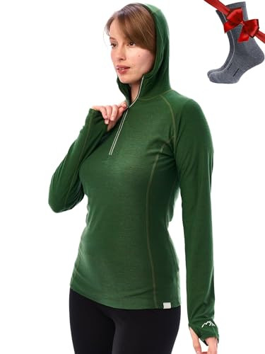 Merino.tech Merino Wool Hoodie Women - Slim Fit 100% Merino Wool Base Layer Women Half Zip Therma... | Amazon (US)