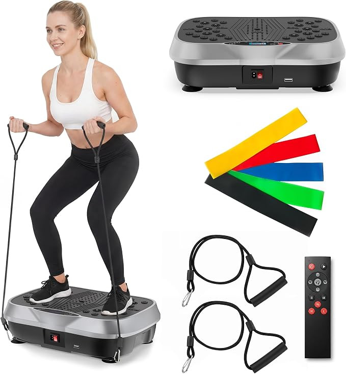 Vibration Plate Exercise Machine for Lymphatic Drainage, 10 Preset Modes & 200-Level Vibrating Pl... | Amazon (US)