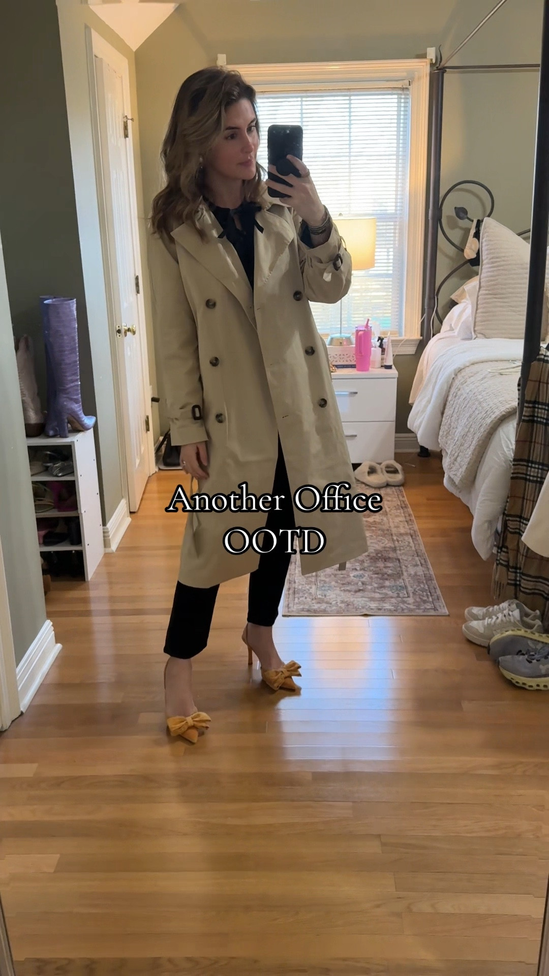 So obsessed with these shoes and this trench coat at the moment! There is nothing I love more than an all black outfit with a fabulous statement shoe. 
This black blouse is absolutely precious and perfect to wear all year round! This trench coat was such a fantastic find as were these adorable shoes. I cannot resist a bow 🎀💛

#LTKStyleTip #LTKFindsUnder100 #LTKShoeCrush