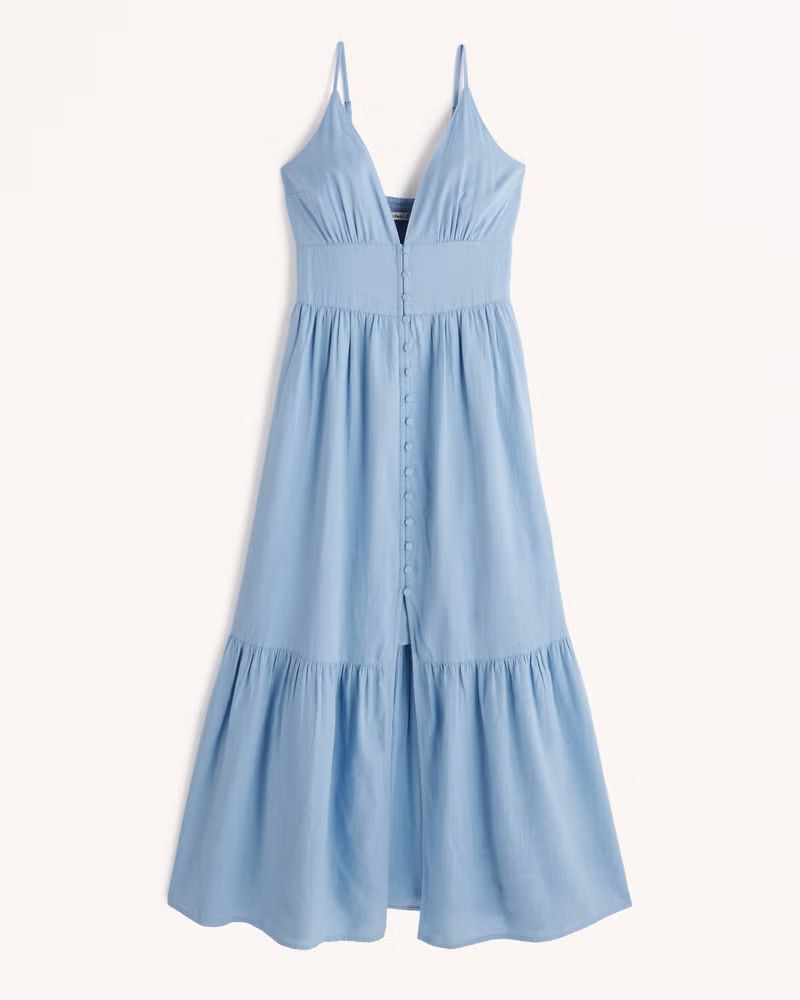 Women's Button-Through Maxi Dress | Women's New Arrivals | Abercrombie.com | Abercrombie & Fitch (US)