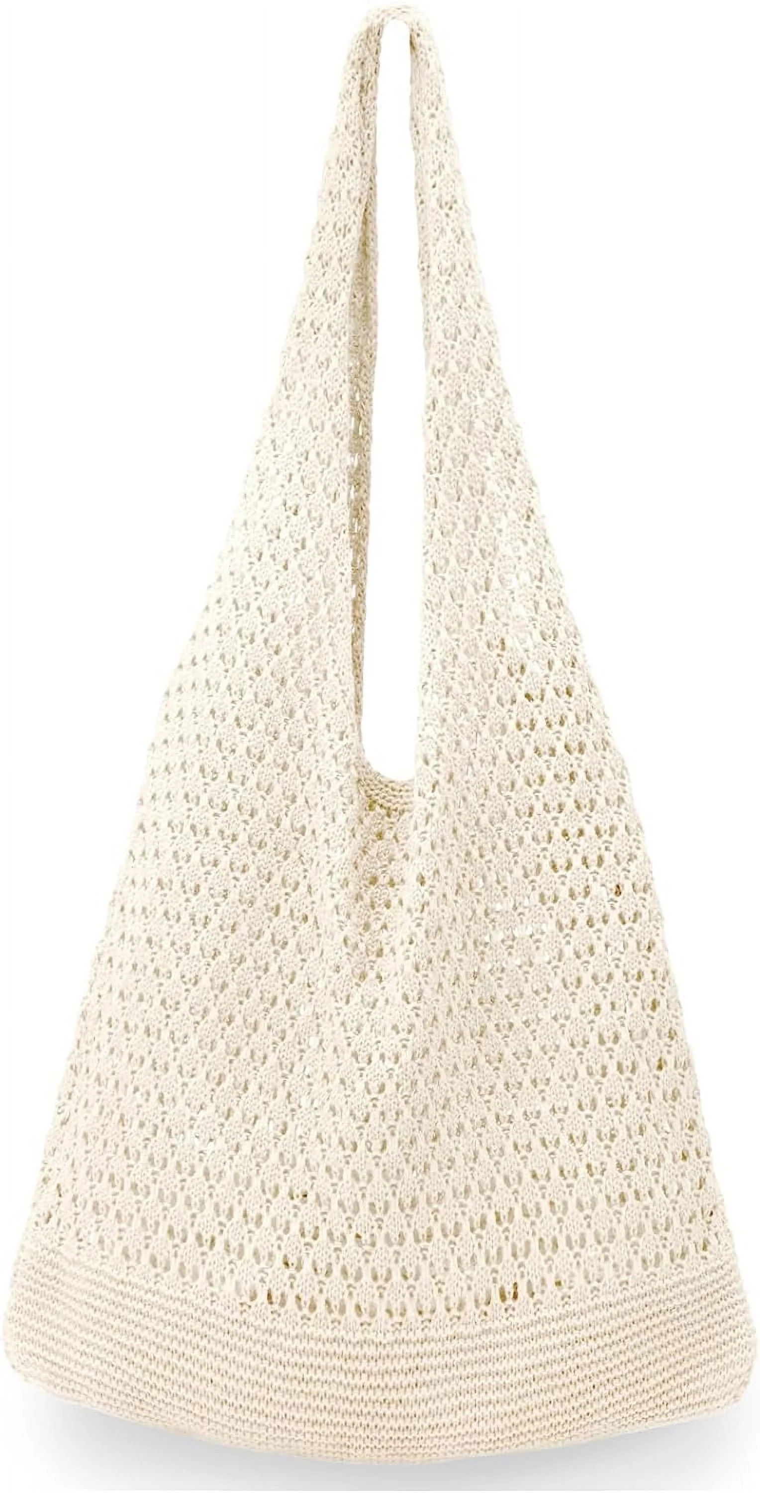 Gocvo Crochet Tote Bags for Women, Summer Beach Tote Bag Mesh Small Shoulder Bagg (Beige 14 x 10 ... | Walmart (US)