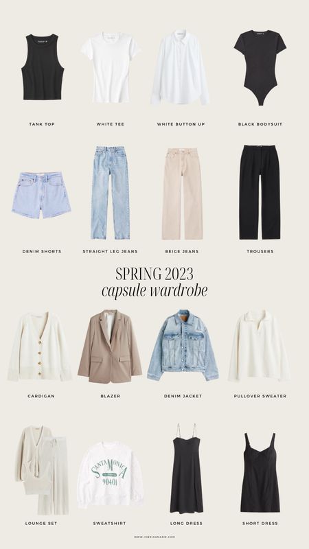 spring capsule wardrobe. spring shoes. spring outfits. spring tops. spring jeans. spring jackets. spring bottoms. abercrombie and fitch. h&m. 

#LTKstyletip #LTKunder100 #LTKunder50