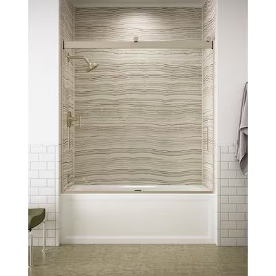KOHLER  Levity Sliding Bath Door, 62-in H X 56-5/8 - 59-5/8-in W, with 1/4-in Thick Crystal Clea... | Lowe's