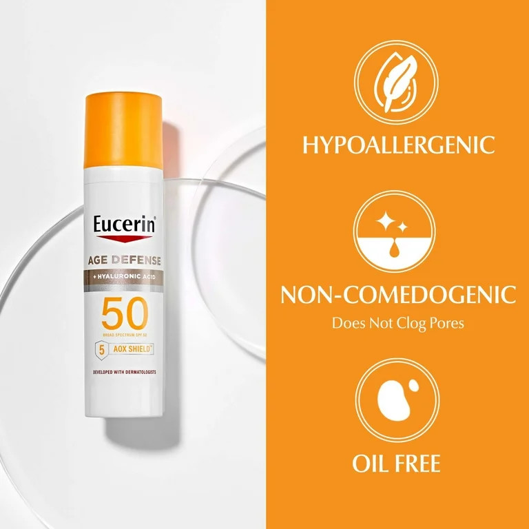 Eucerin Sun Age Defense Face Sunscreen Lotion, SPF 50, 2.5 fl oz Bottle | Walmart (US)