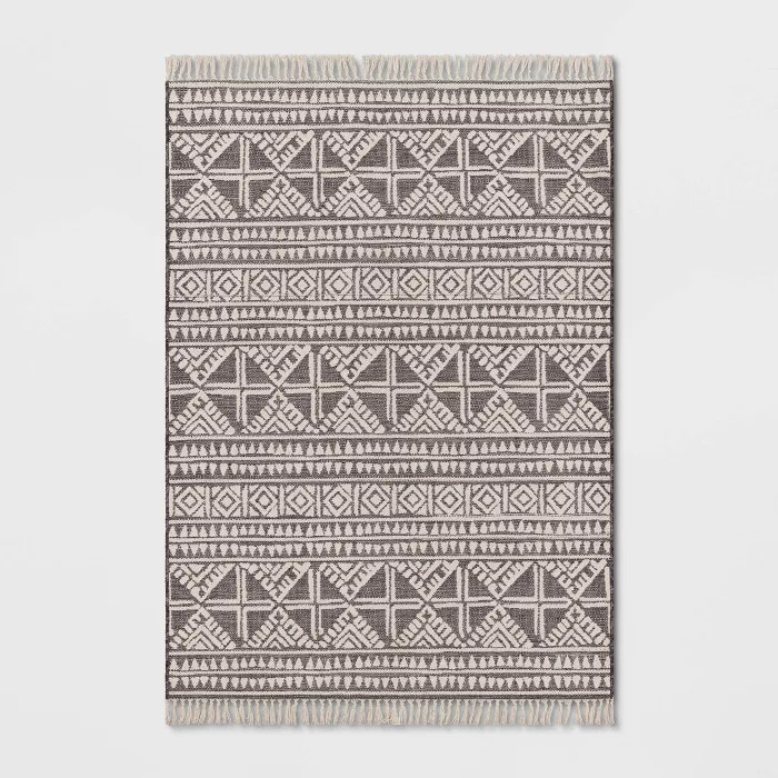 Tasseled Outdoor Rug Charcoal - Opalhouse™ | Target
