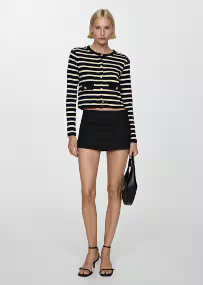 Striped cardigan with buttons black - Woman - M - MANGO | MANGO (UK)