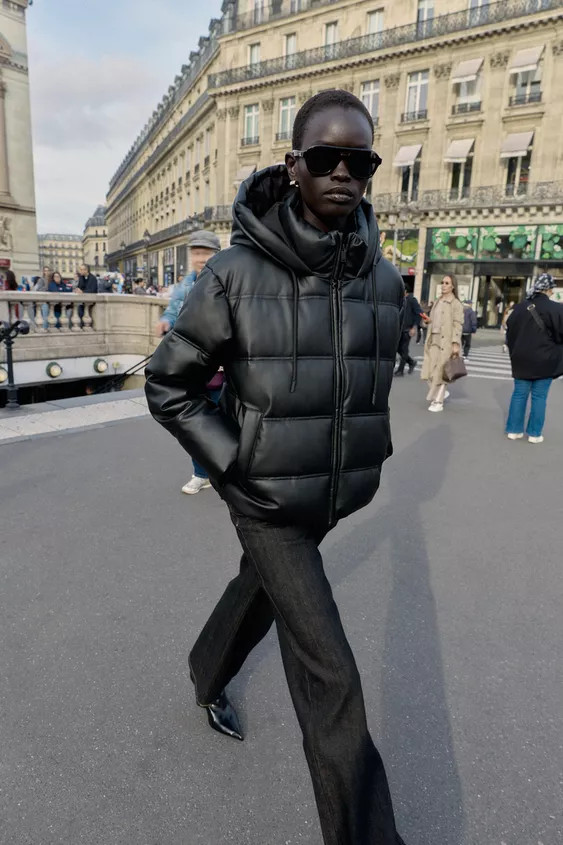 WATER-REPELLENT AND WINDPROOF QUILTED FAUX LEATHER ANORAK | Zara US