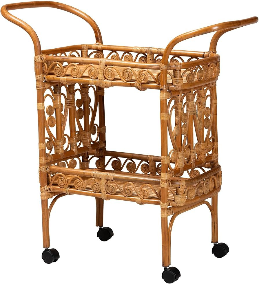 bali & pari Diwata Natural Rattan Kitchen Cart, 2-Tier | Amazon (US)