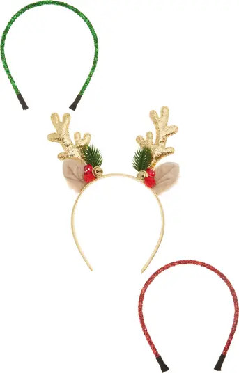 Cara Kids' Reindeer Assorted 3-Pack Headbands | Nordstrom | Nordstrom